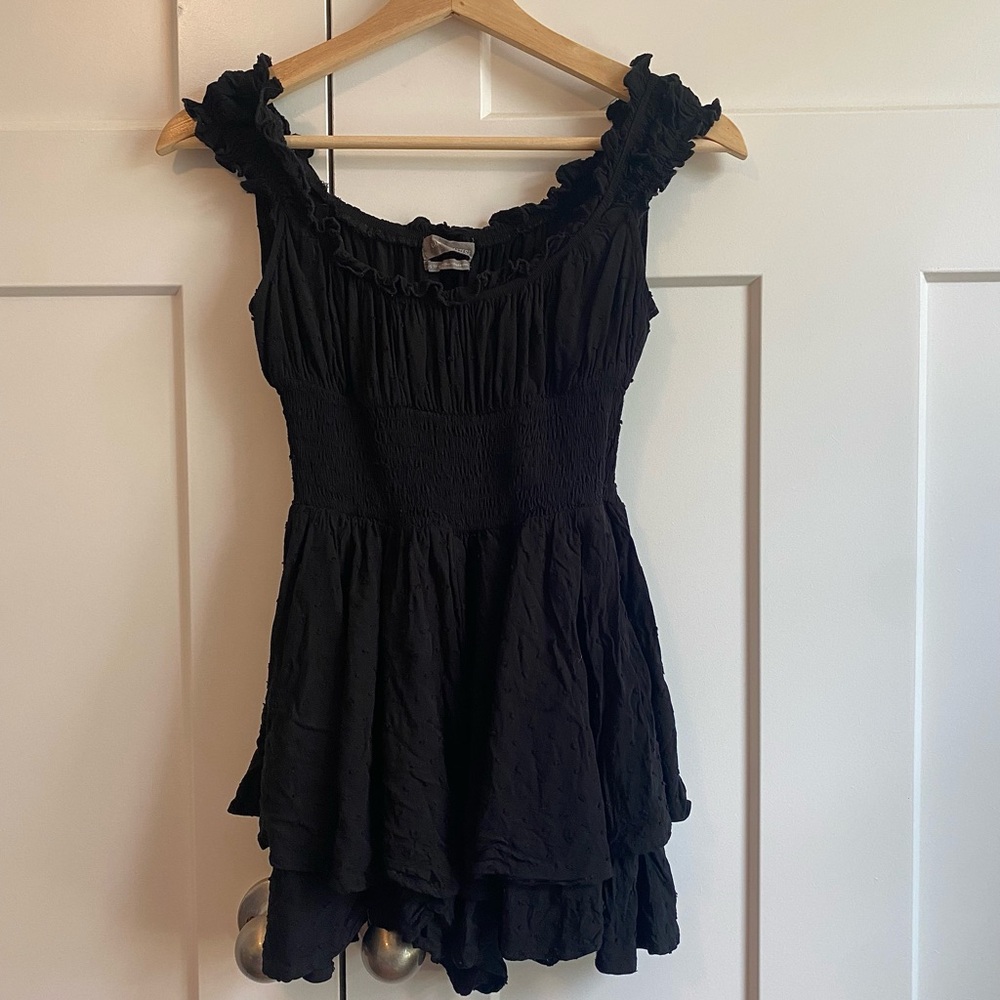 UO Rosie Smocked Tiered Ruffle Romper